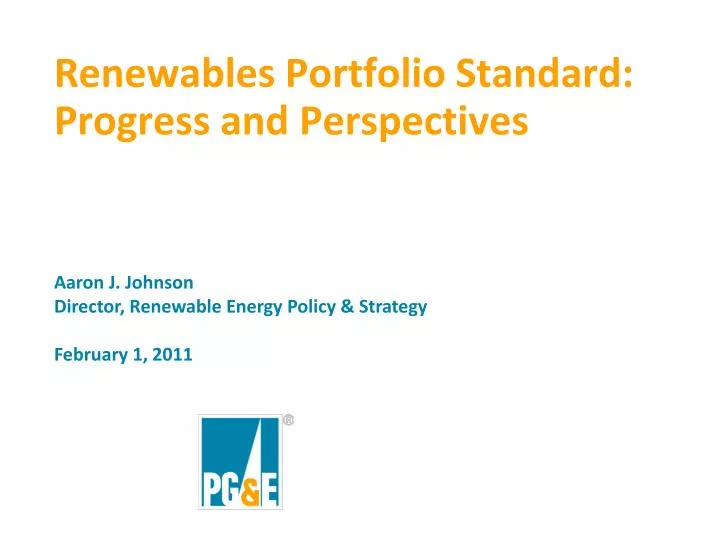 renewables portfolio standard progress and perspectives
