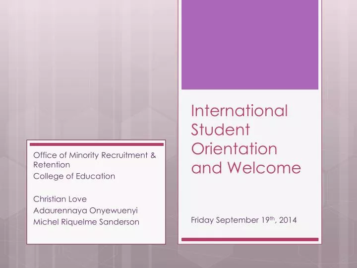 international student orientation and welcome friday september 19 th 2014