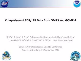 Comparison of SDR/L1B Data from OMPS and GOME-2