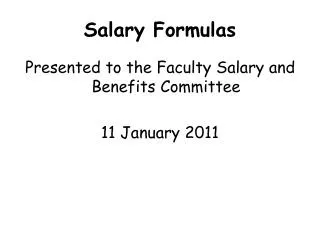 Salary Formulas