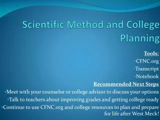 Scientific Method and College Planning