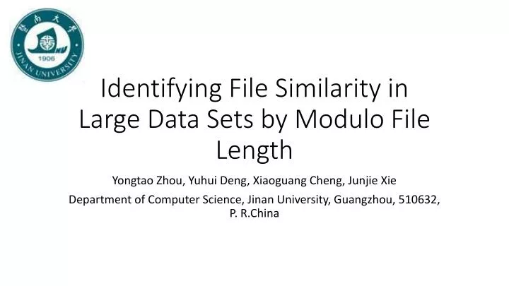 identifying file similarity in large data sets by modulo file length