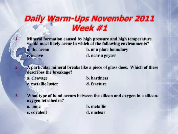 daily warm ups november 2011 week 1