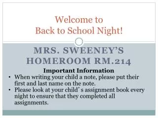 Welcome to Back to School Night!