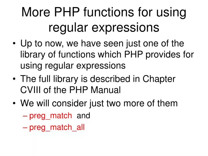 more php functions for using regular expressions