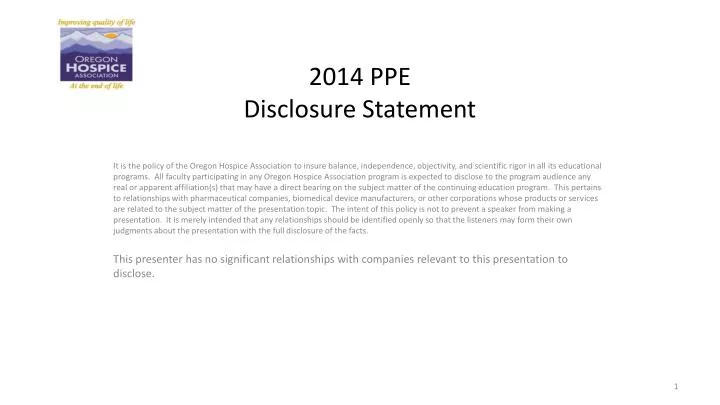 2014 ppe disclosure statement