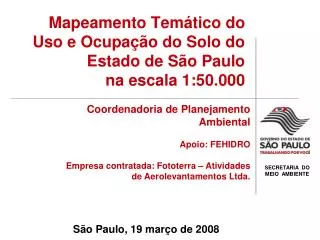 mapeamento tem tico do uso e ocupa o do solo do estado de s o paulo na escala 1 50 000
