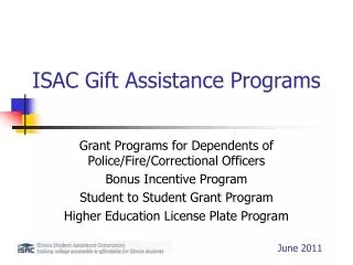 ISAC Gift Assistance Programs