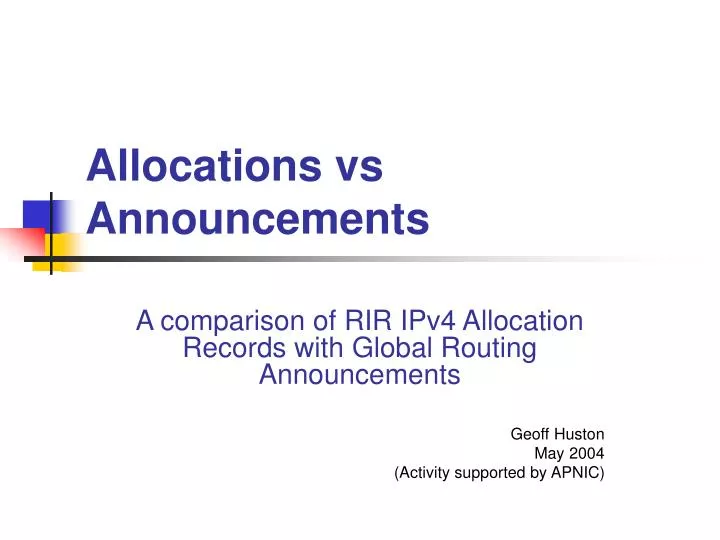 allocations vs announcements