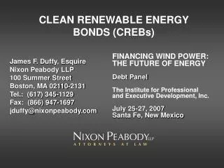 CLEAN RENEWABLE ENERGY BONDS (CREBs)