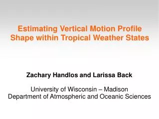 Estimating Vertical Motion Profile Shape within Tropical Weather States