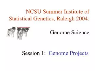 NCSU Summer Institute of Statistical Genetics, Raleigh 2004: Genome Science