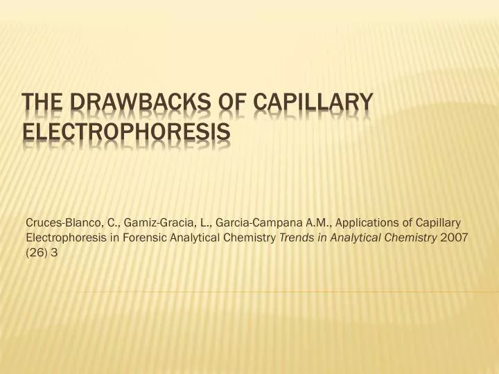 the drawbacks of capillary electrophoresis