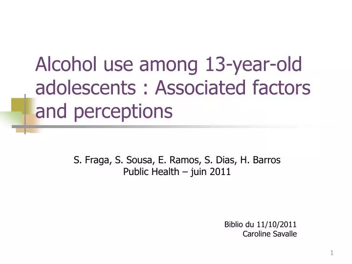 alcohol use among 13 year old adolescents associated factors and perceptions