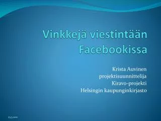 vinkkej viestint n facebookissa