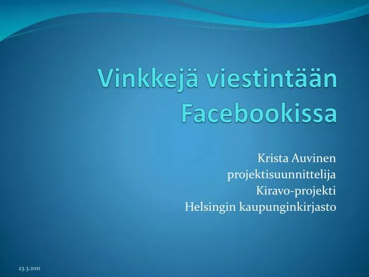 vinkkej viestint n facebookissa