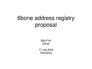 6bone address registry proposal