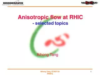 Anisotropic flow at RHIC - selected topics