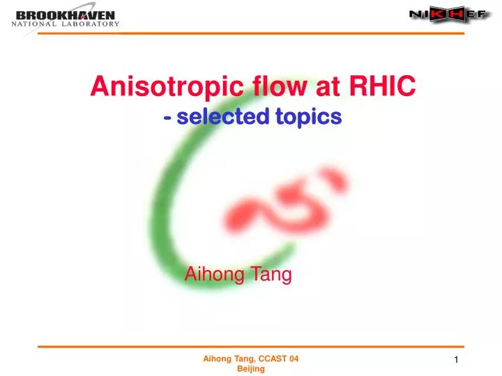 anisotropic flow at rhic selected topics
