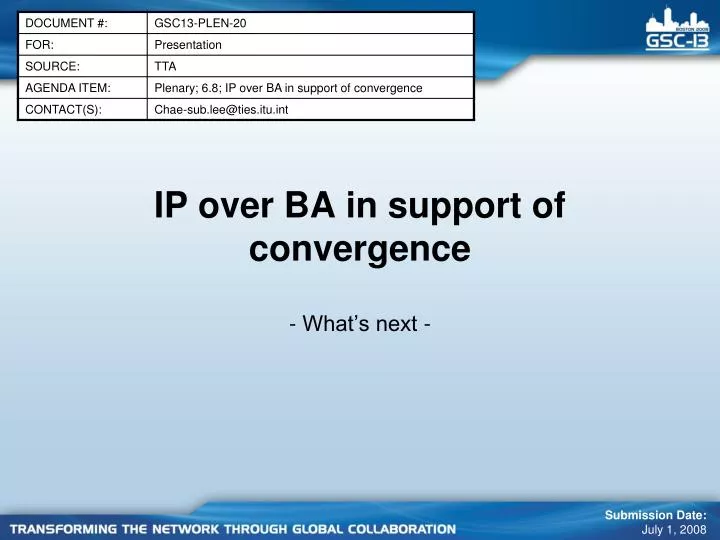 ip over ba in support of convergence