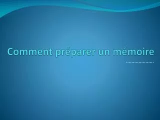comment pr parer un m moire