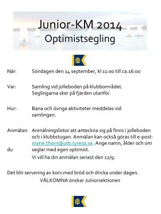 junior km 2014 optimistsegling