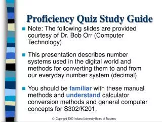 Proficiency Quiz Study Guide