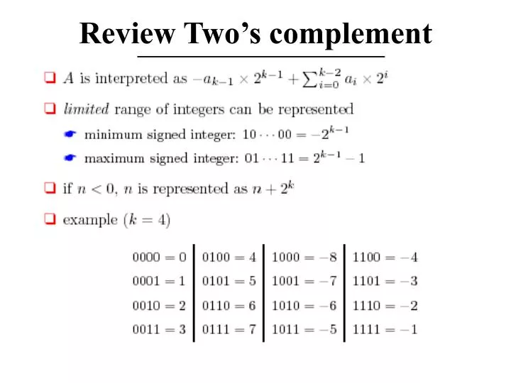 review two s complement