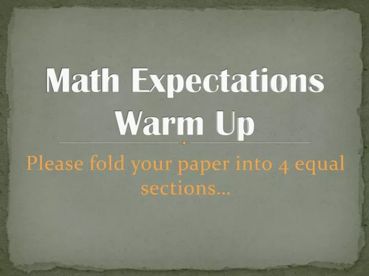 math expectations warm up