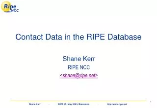 Contact Data in the RIPE Database