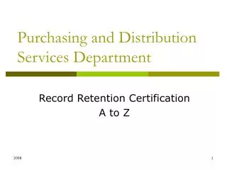 Purchasing and Distribution Services Department