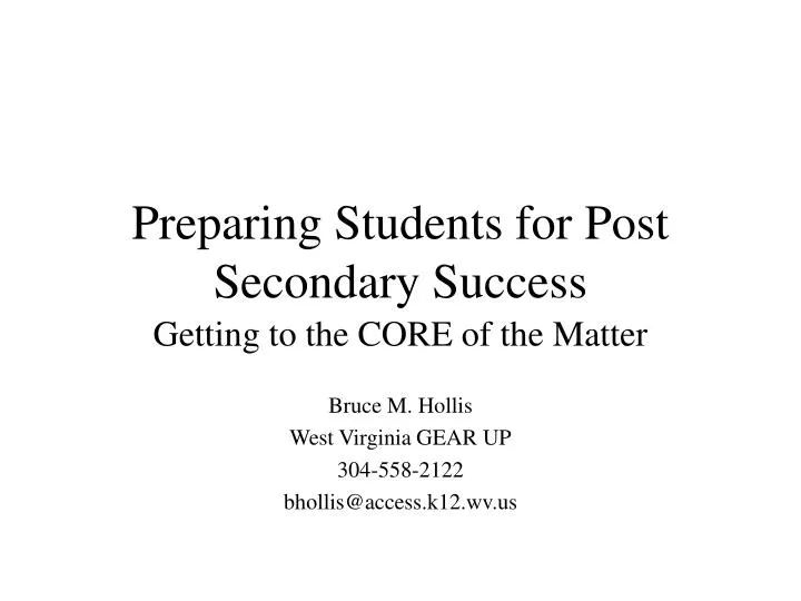 preparing students for post secondary success