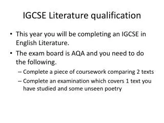 IGCSE Literature qualification