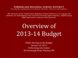 Overview of 2013-14 Budget