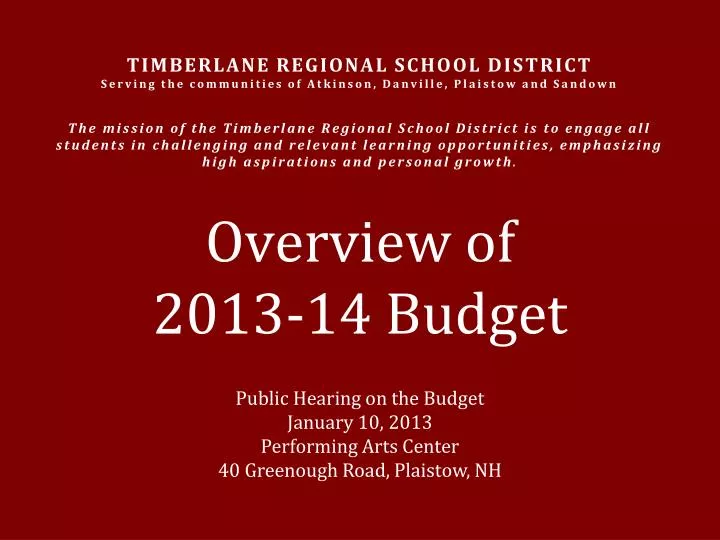 overview of 2013 14 budget