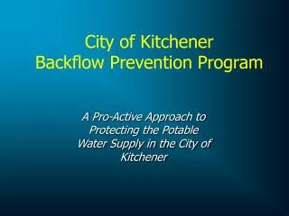 City of Kitchener Backflow Prevention Program