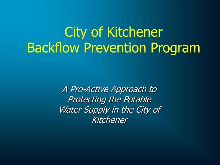city of kitchener backflow prevention program