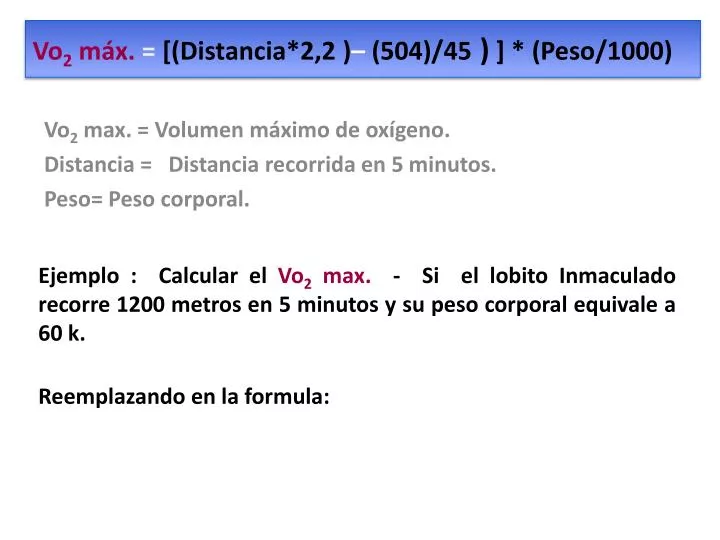 vo 2 m x distancia 2 2 504 45 peso 1000