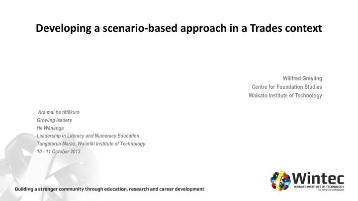 developing a scenario based approach in a trades context
