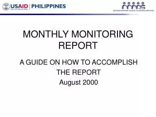 MONTHLY MONITORING REPORT