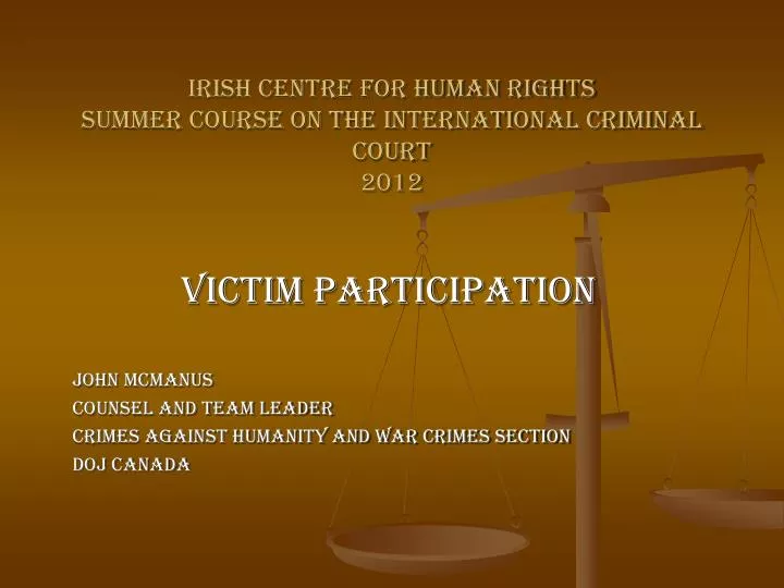 irish centre for human rights summer course on the international criminal court 2012