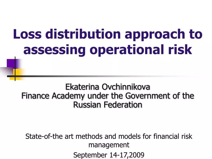 loss distribution approach to assessing operational risk