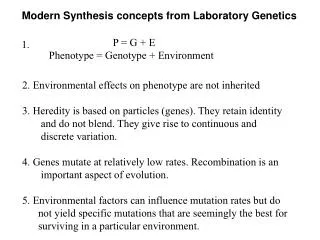 Modern Synthesis concepts from Laboratory Genetics
