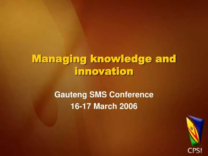managing knowledge and innovation