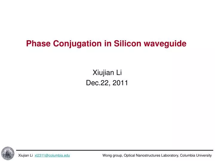 phase conjugation in silicon waveguide
