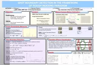 Context: MPEG Video Files (6h for SBD task) Rough Data Extraction: Motion compensation vectors