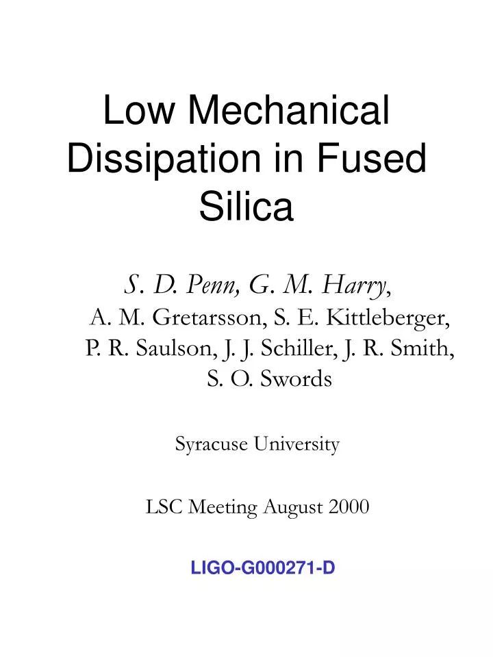 low mechanical dissipation in fused silica