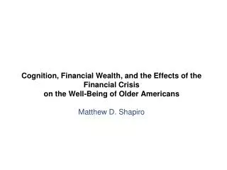 Effects of crisis: Heterogeneity in impacts Heterogeneity of capacity for absorbing impacts