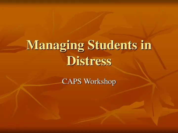 managing students in distress