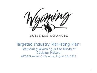 Targeted Industry Marketing Plan: Positioning Wyoming in the Minds of Decision Makers